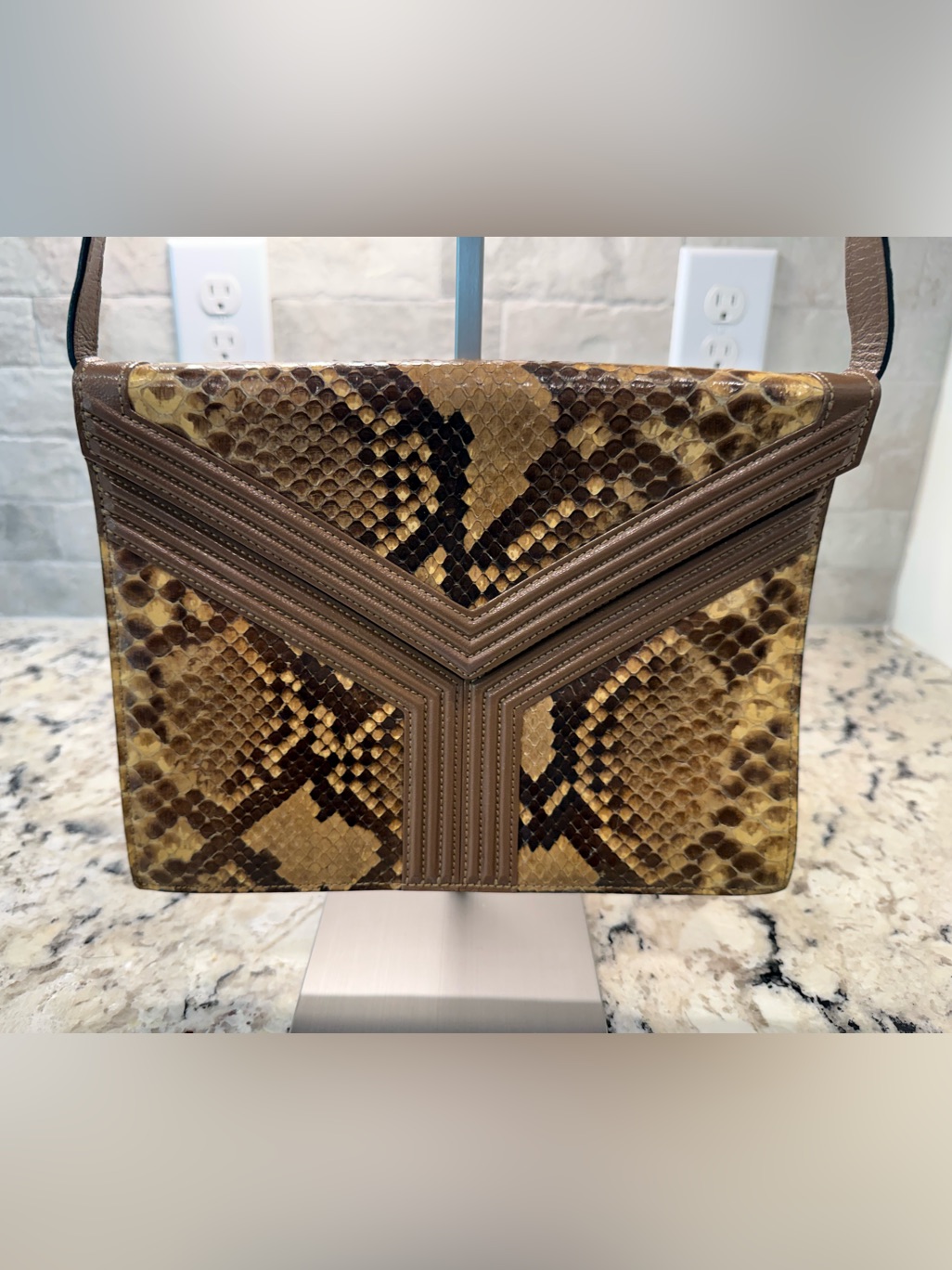 Yves Saint Laurent Euc Python & Leather Crossbody W/Coa